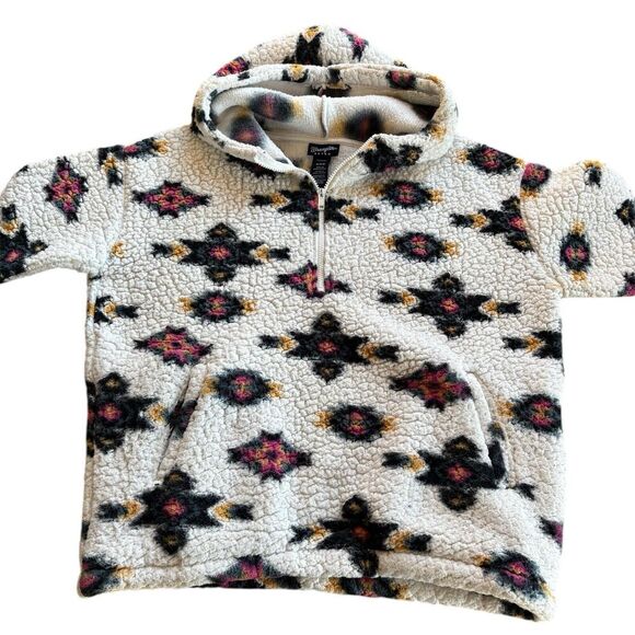 WRANGLER RETRO Women's Geometric Southwestern 1/4 Zip Sherpa Fleece Pullover M - Picture 1 of 10